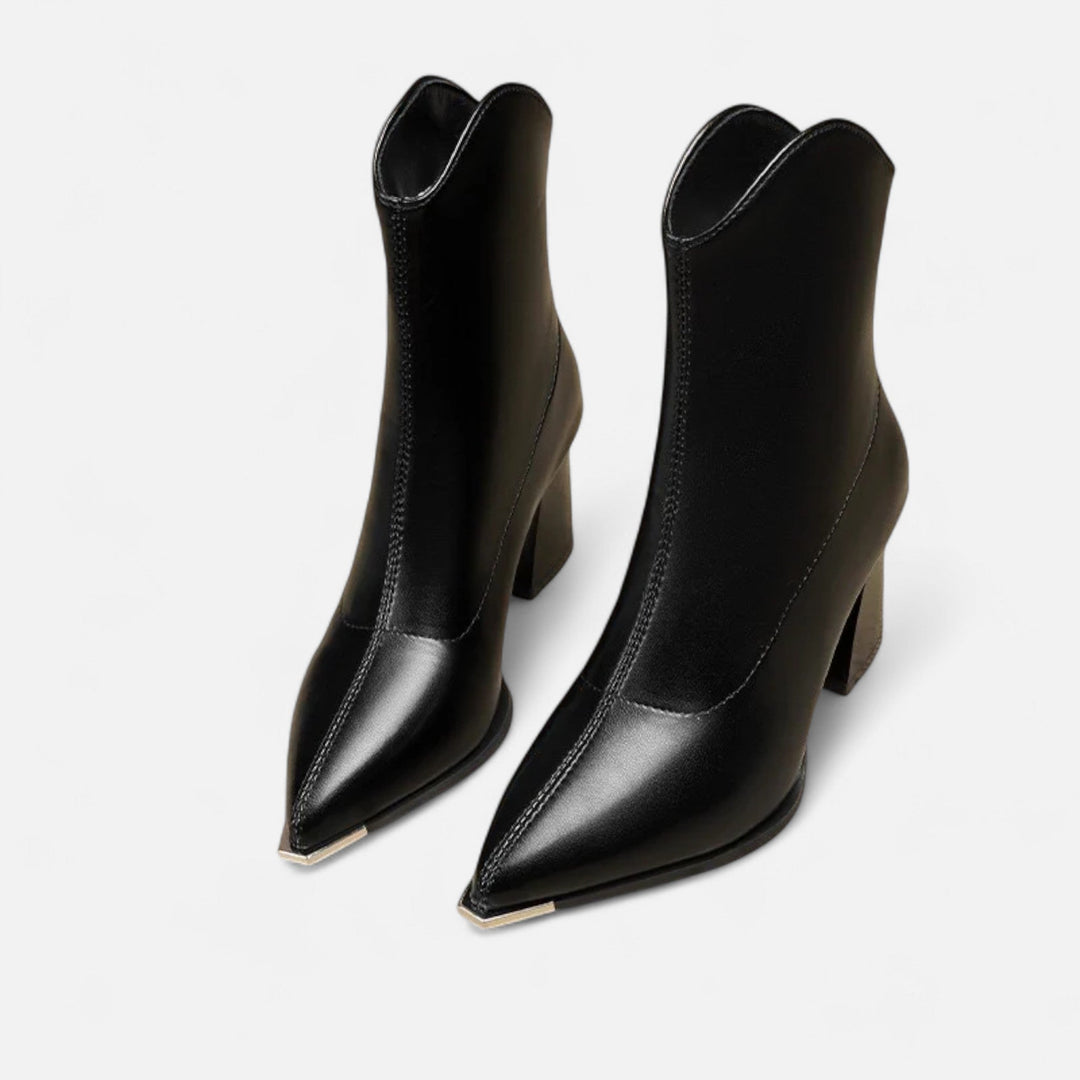 Women's Chelsea ankle boots with pointed toes and high block heels
