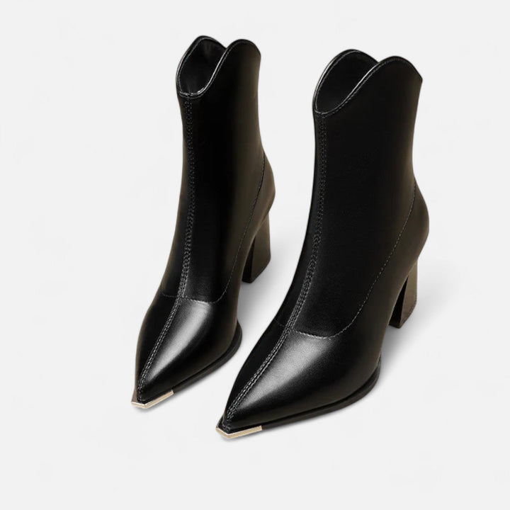 Women's Chelsea ankle boots with pointed toes and high block heels