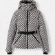 Women's cropped quilted hooded ski jacket with belt and zipper