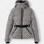 Women's cropped quilted hooded ski jacket with belt and zipper