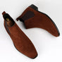 Men's Chelsea boots with elastic side panels, pull tabs and low block heels