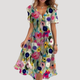 Women's floral wrap midi dress with V-neckline and short flutter sleeves