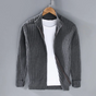 Men's ribbed knit cardigan with mock collar and full front zipper