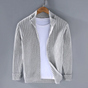 Men's ribbed knit cardigan with mock collar and full front zipper