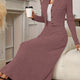 Women's ribbed cardigan and maxi skirt set with button front