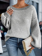 Women's striped knit jumper with crew neckline and long sleeves