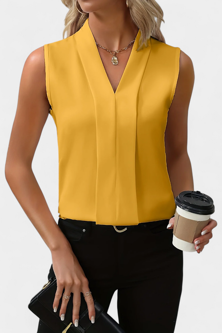 Women's Sleeveless V-Neck Top — Flowy Relaxed Lightweight Summer Blouse