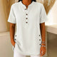 Women's Lightweight Denim Tunic — V-Neck Short-Sleeve Button Top