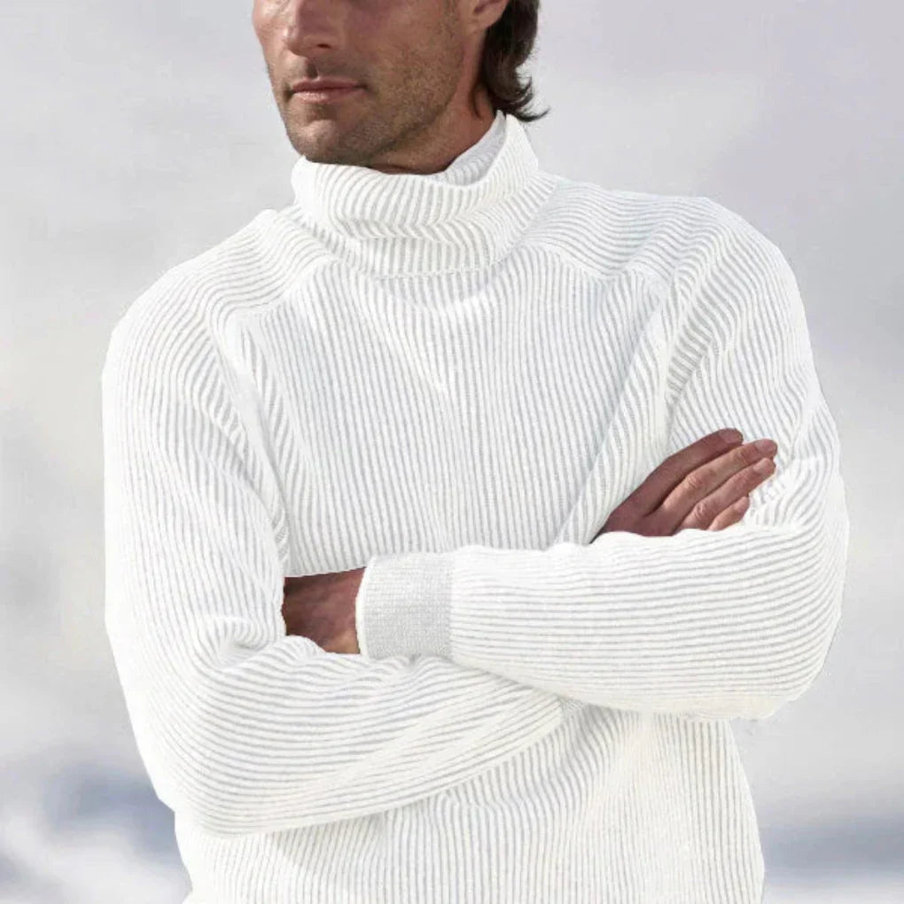Men's ribbed turtleneck sweater with long sleeves