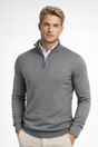 Men's half-zip sweater with mock neck and ribbed trims