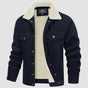 Men's ribbed jacket with sherpa lining, fold-down collar and button front