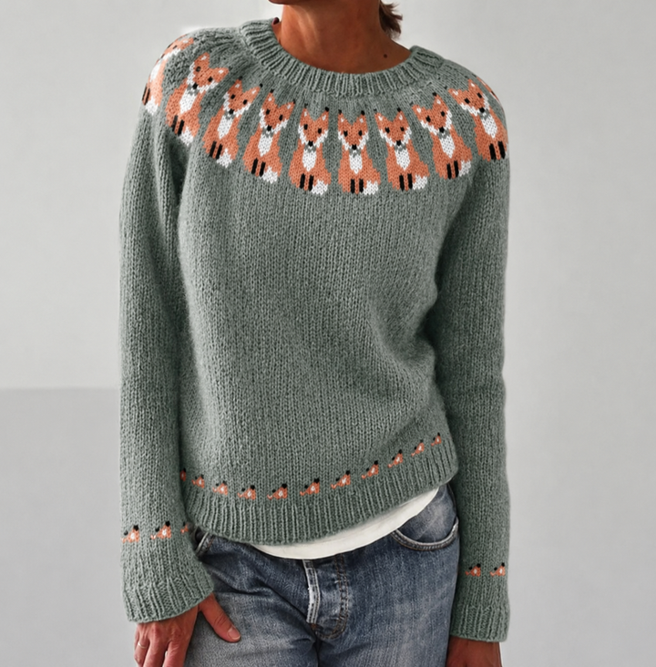 Women's Fair Isle jumper with crew neck and long sleeves