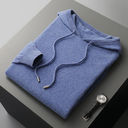 Unisex knit hoodie with drawstring hood and ribbed cuffs