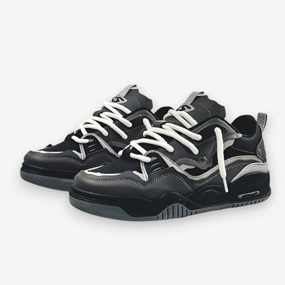 Men's geometric lace-up sneakers with chunky soles and contrasting panel details