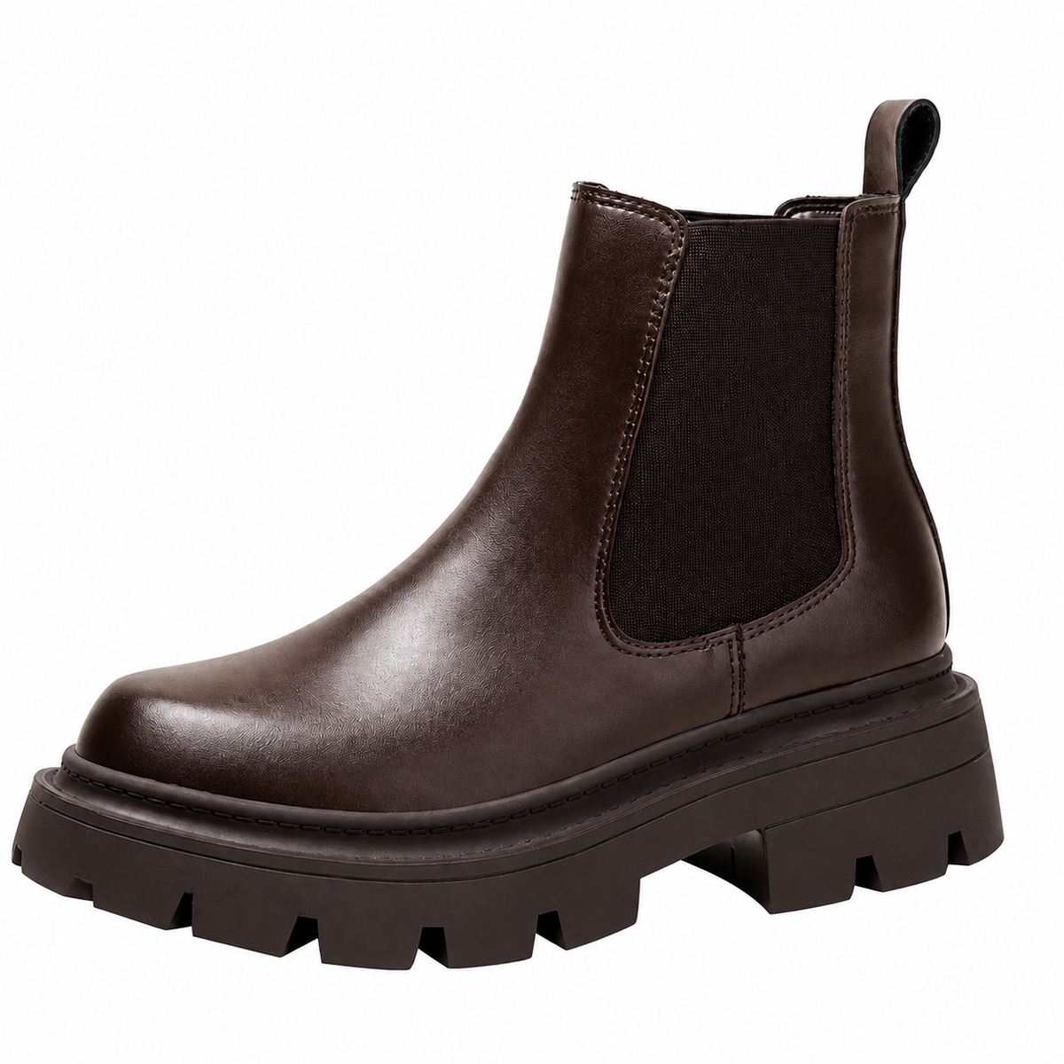 Chelsea boots with elastic side panels and chunky lug soles
