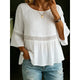 Women's Lace Peplum Blouse — Ruffle-Sleeve Crochet-Detail Lightweight Summer Top