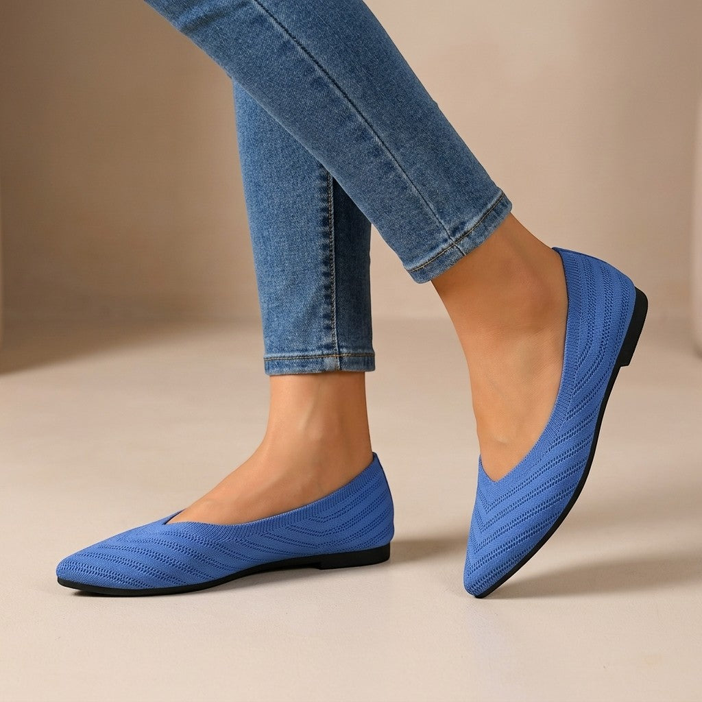 Women's textured knit pointed-toe slip-on flats