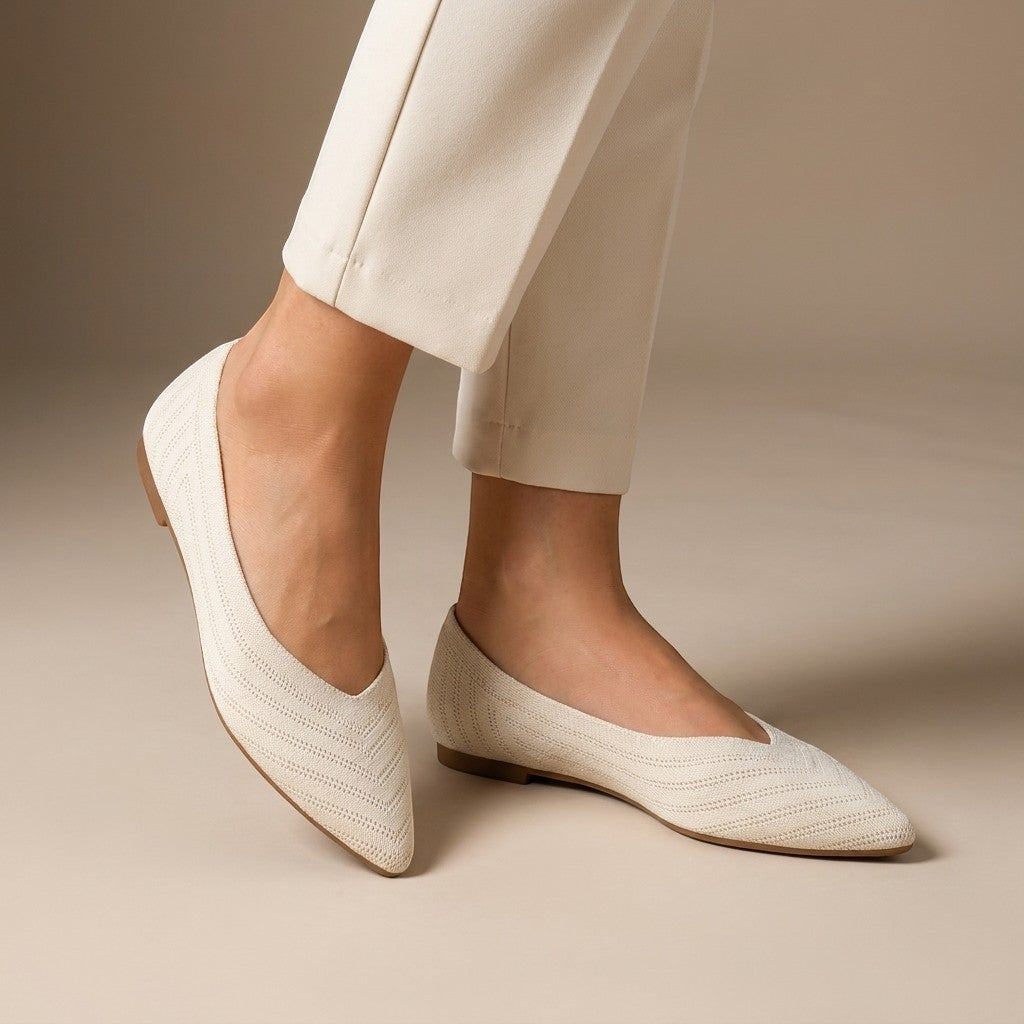 Women's textured knit pointed-toe slip-on flats