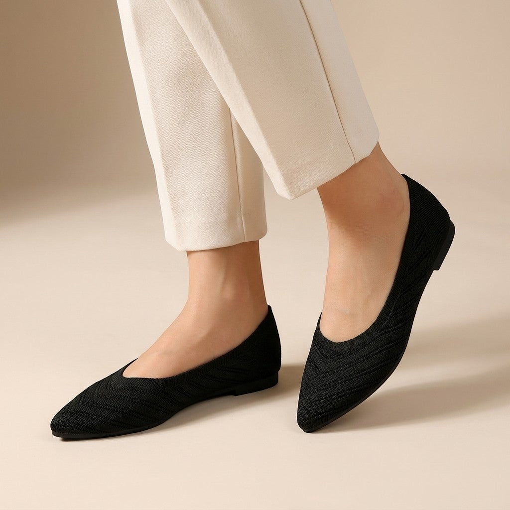Women's textured knit pointed-toe slip-on flats