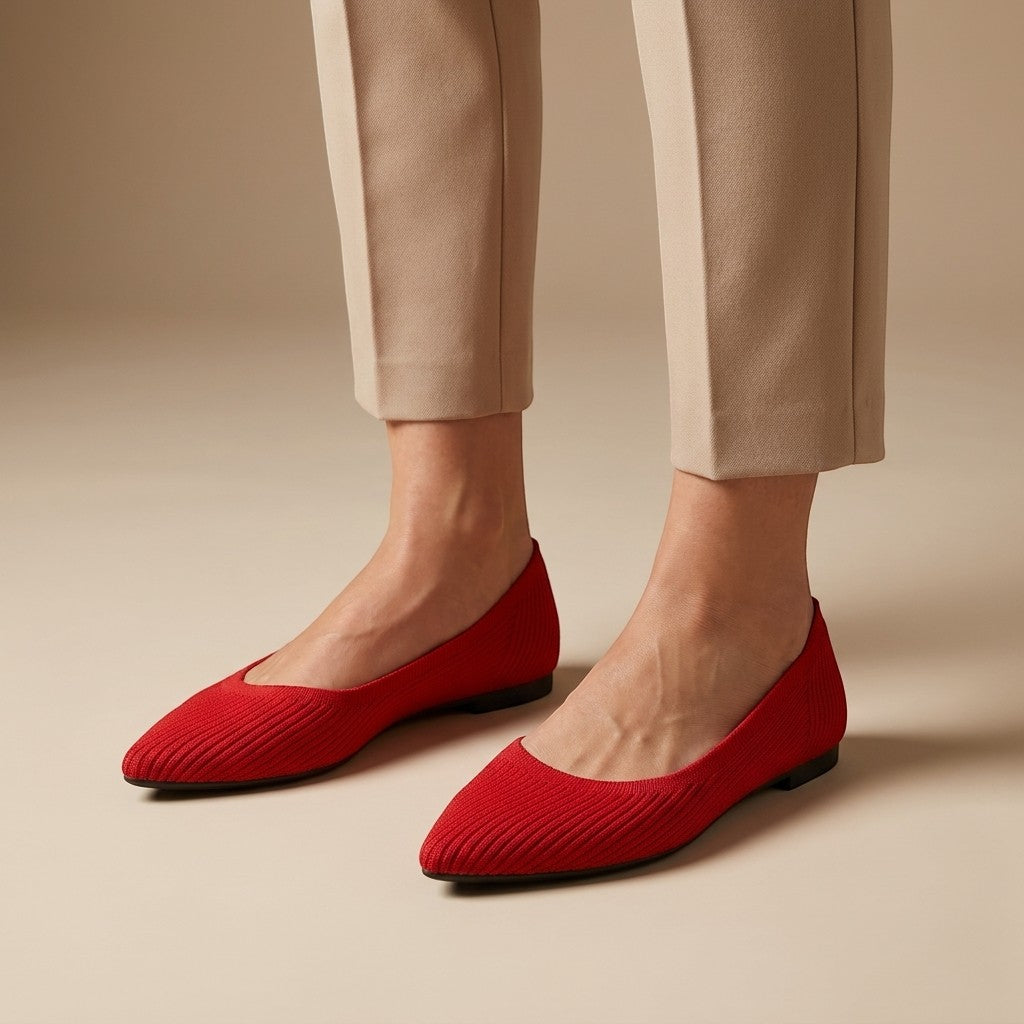 Women's textured knit pointed-toe slip-on flats