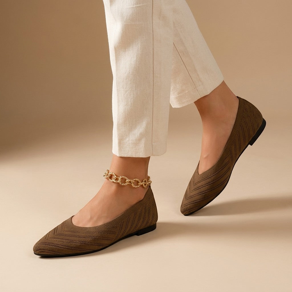 Women's textured knit pointed-toe slip-on flats