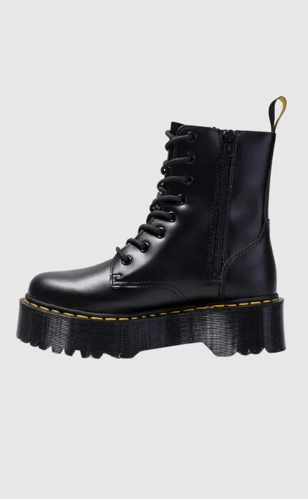 Women's black lace-up combat boots with platform sole