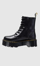 Women's black lace-up combat boots with platform sole