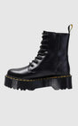 Women's black lace-up combat boots with platform sole