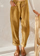 Women's high-waisted corduroy trousers with straight legs, side pockets and rolled ankle cuffs