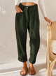 Women's high-waisted corduroy trousers with straight legs, side pockets and rolled ankle cuffs
