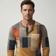Men's geometric waffle henley sweater with long sleeves