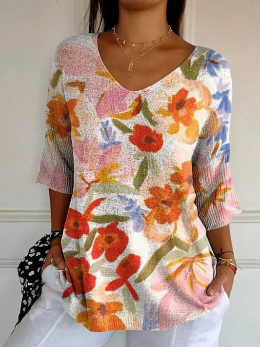 Evora - Floral Knit Pullover