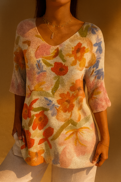 Evora - Floral Knit Pullover