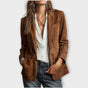 Women's vintage blazer with notched collar, button front and patch pockets