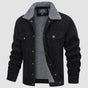 Men's ribbed jacket with sherpa lining, fold-down collar and button front