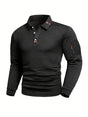 Men's textured quilted pullover sweater with polo collar and sleeve zip pocket