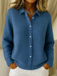 Women's textured button cardigan with collar and long sleeves
