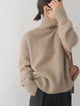 Women's ribbed-trim turtleneck sweater with long sleeves