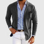 Men's solid blazer with notched lapels, long sleeves, buttons and front pockets