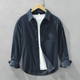 Men's textured button shirt with pointed collar and chest pocket