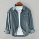 Men's textured button shirt with pointed collar and chest pocket
