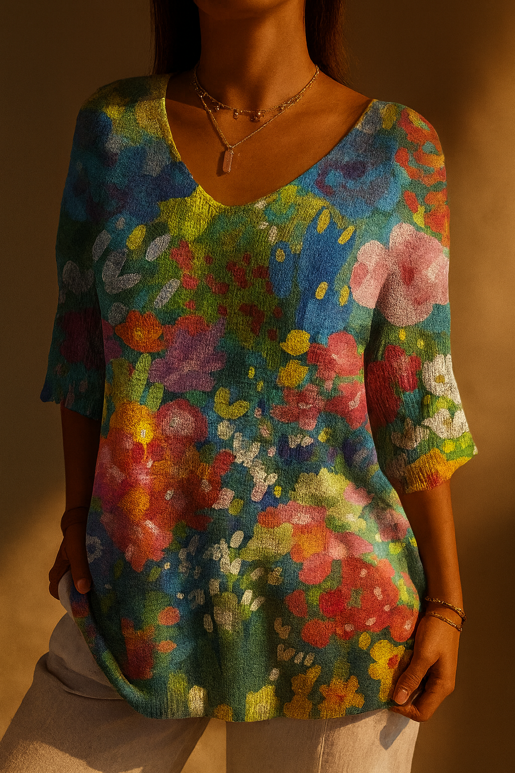 Fae - Floral Knit Pullover