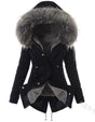 Parka à capuche femme, bordure peluche, manches longues