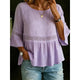 Women's Lace Peplum Blouse — Ruffle-Sleeve Crochet-Detail Lightweight Summer Top