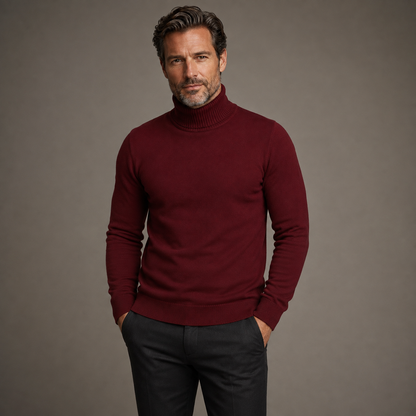 Men's long-sleeve ribbed turtleneck sweater