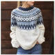 Women's Nordic pattern crew neck sweater with long sleeves