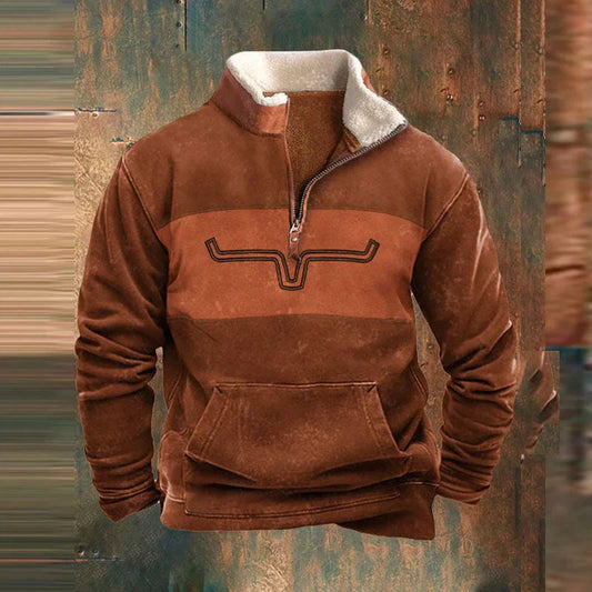 Men's quarter-zip fleece sweatshirt with kangaroo pocket
