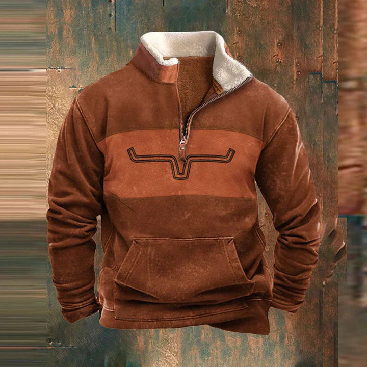 Men's quarter-zip fleece sweatshirt with kangaroo pocket