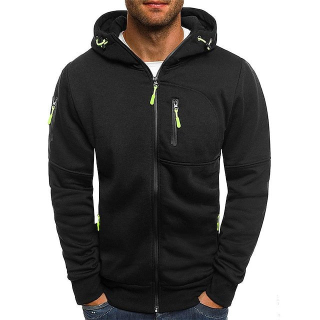 Men's hooded full-zip jacket with zipped pockets