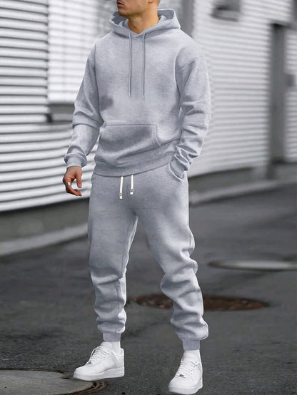 Men's hooded sweatshirt and jogger trouser tracksuit set